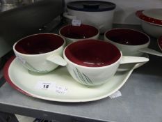 VINTAGE CARLTON WARE;  FOUR SERVING BOWLS ON TRAY