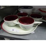 VINTAGE CARLTON WARE;  FOUR SERVING BOWLS ON TRAY