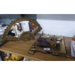 POST WAR CAST BRASS EASEL MIRROR IN THE FORM OF A SPANISH FAN WITH BEVELLED GLASS MIRROR PLATE, 15