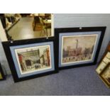 TWO LARGE LOWRY PRINTS, UNSIGNED, FRAMED AND GLAZED 'COMING HOME FROM THE MILL' AND 'STREET