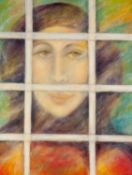 GOLDA ROSE (1921-2016) OIL ON CANVAS Looking Out, female face at a window Signed 24 ½? x 18 ¼? (62.