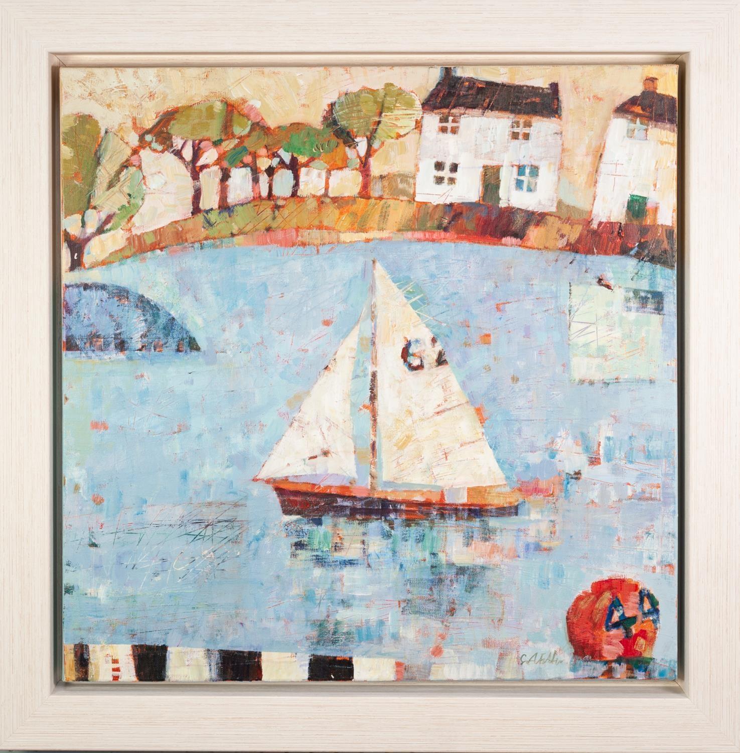 SALLY ANNE FITTER (MODERN) OIL ON CANVAS ?Sailing Out to sea? Signed, titled verso 24? x 24? (61cm x - Image 2 of 2