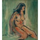 LAWRENCE JAMES ISHERWOOD (1917-1988) OIL ON BOARD Irene, nude Signed, faintly titled and