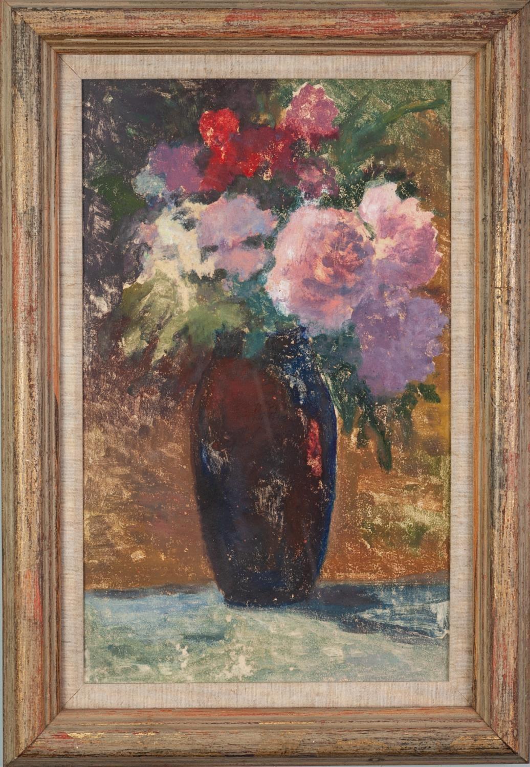 ALEXEI YEGEROV (1930-1992) OIL ON PAPER ?Vase of Flowers? Unsigned, attributed and titled verso - Image 2 of 2