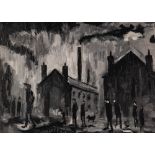 LAWRENCE ISHERWOOD (1917 - 1989) OIL PAINTING ON BOARD 'Silver Street, Wigan' Signed lower left