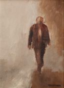 DAVID STEFAN PRZEPIORA (1944) OIL PAINTING ON BOARD 'Man Walking' Signed lower right 11 1/2" x 8 1/