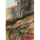 FRANCES WINDER (MODERN) TWO WORKS MIXED MEDIA ?Derwent Pool?, titled to label verso 9 ½? x 7? (24.
