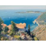 BOB RICHARDSON (b.1938) PASTEL DRAWING ?Across the Bay, Eze? Signed, titled to Waterford Gallery