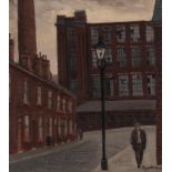 ROGER HAMPSON (1925 - 1996) OIL PAINTING ON BOARD 'Horatio Street, Bolton' Signed lower right,