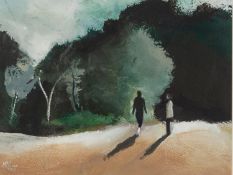 COLIN JELLICOE (1942-2018) ACRYLIC ON PAPER ?Into Stenner Wood, Anne & Christine?, 2015 Signed and