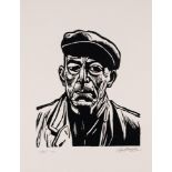 ROGER HAMPSON LINOCUT 'Jim' Signed, titled and numbered 7/10 in pencil 10in x 8 3/4in (25.5 x 22.