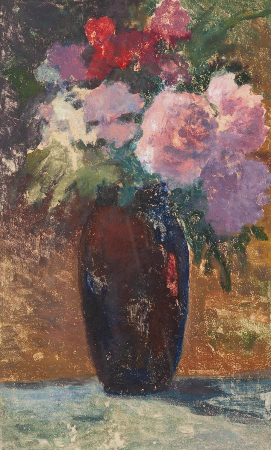 ALEXEI YEGEROV (1930-1992) OIL ON PAPER ?Vase of Flowers? Unsigned, attributed and titled verso