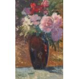 ALEXEI YEGEROV (1930-1992) OIL ON PAPER ?Vase of Flowers? Unsigned, attributed and titled verso