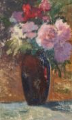 ALEXEI YEGEROV (1930-1992) OIL ON PAPER ?Vase of Flowers? Unsigned, attributed and titled verso