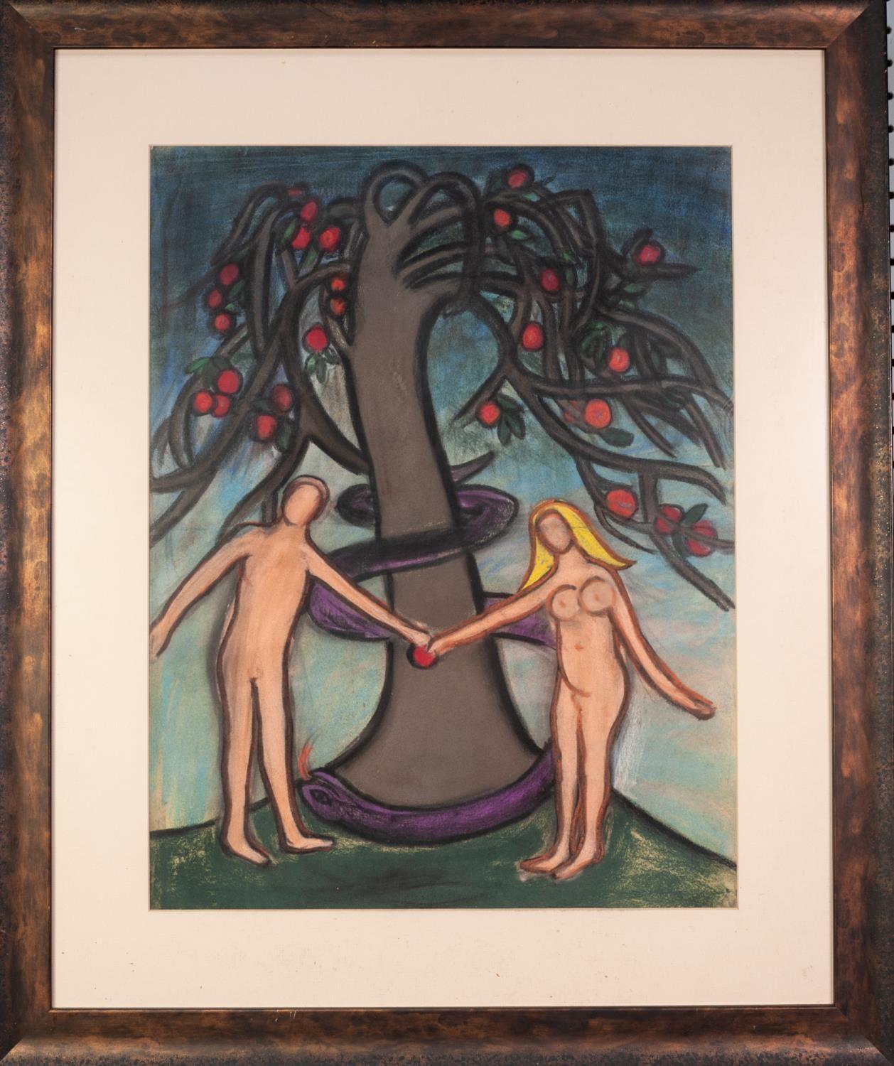 ATTRIBUTED TO THEODORE MAJOR (1908-1999) PASTEL DRAWING Adam and Eve Unsigned 22? x 16 ¾? (56cm x - Image 2 of 2