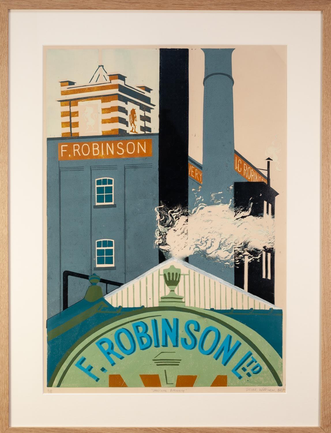 DEREK WILKINSON (1929-2001) ARTIST SIGNED LIMITED EDITION PRINT, COLOURED ?Unicorn Brewery?, (6/8) - Image 2 of 2