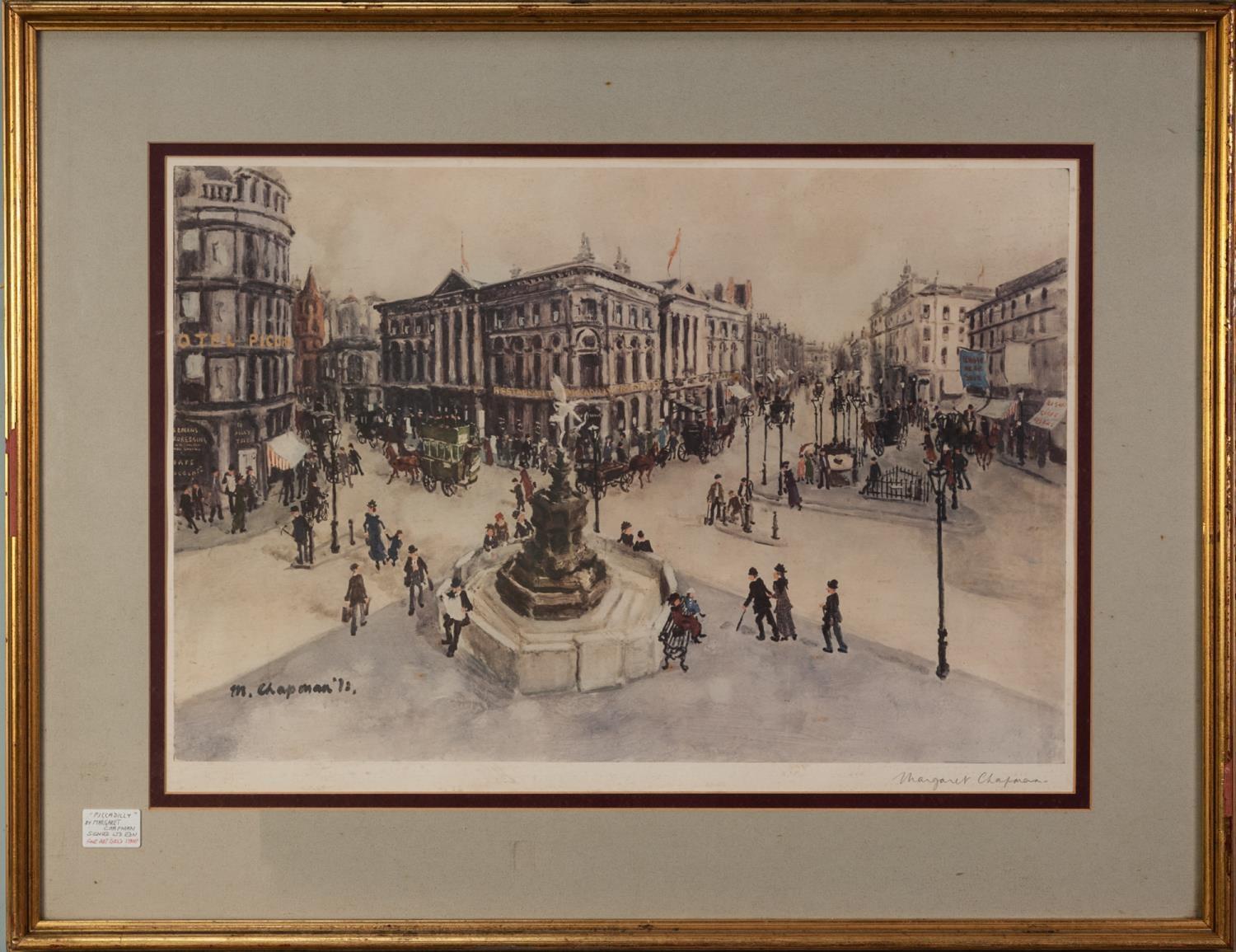 MARGARET CHAPMAN ARTIST SIGNED COLOUR PRINT Piccadilly Circus, London 15 ½? x 23 ¼? (39.4cm x 59cm) - Image 2 of 2