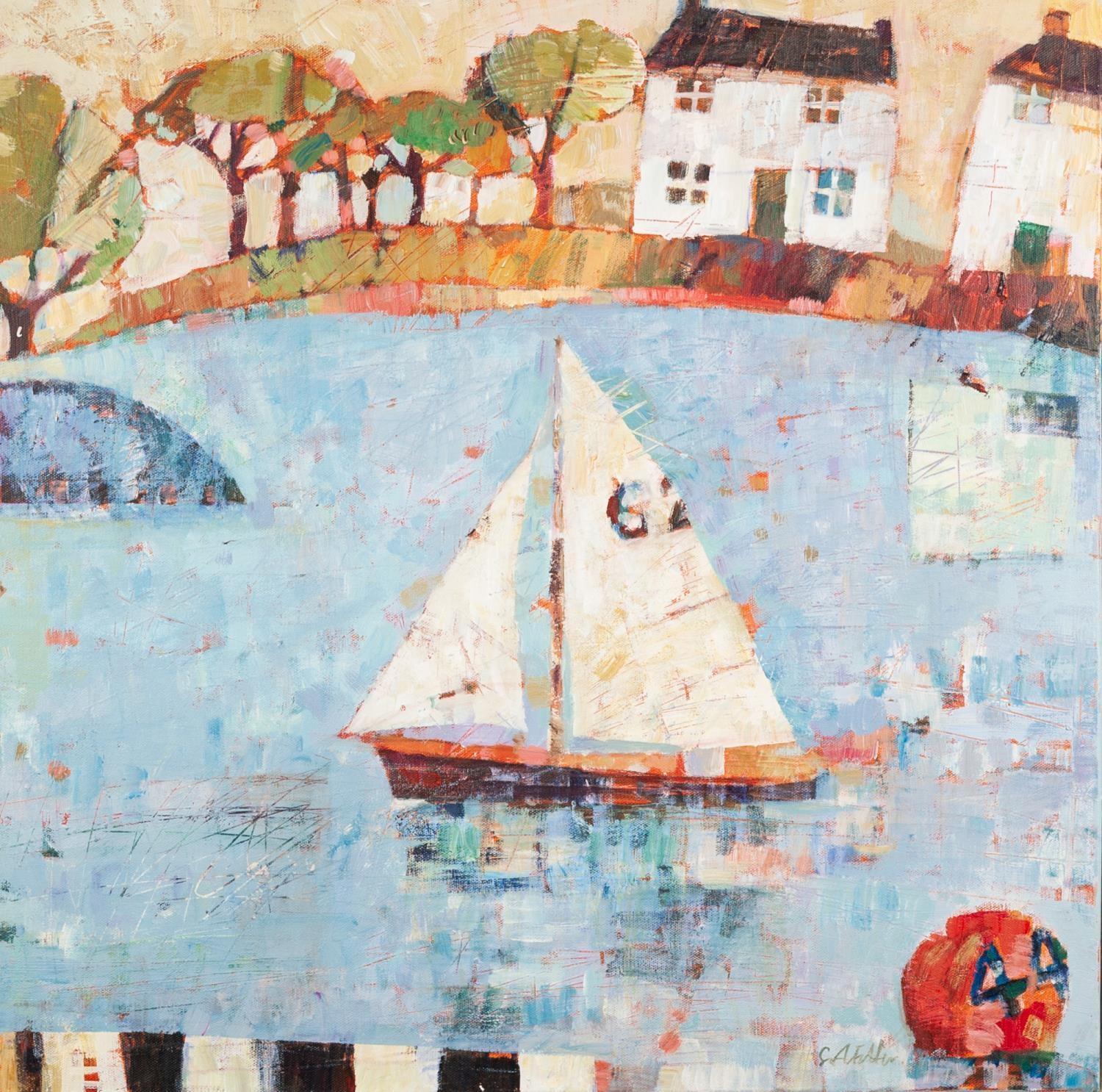 SALLY ANNE FITTER (MODERN) OIL ON CANVAS ?Sailing Out to sea? Signed, titled verso 24? x 24? (61cm x