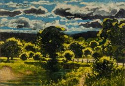 JOHN MCCOMBS (1943) OIL PAINTING ON BOARD 'Banks of the River Tame, Saddleworth' Signed and dated