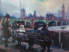 CHRISTIAN HOOK (b.1971) ARTIST SIGNED LIMITED EDITION COLOUR PRINT ?Embankment?, (6/195) with