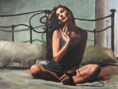 FABIAN PEREZ (b.1967) OIL ON CANVAS Black Phone IV (In the Bedroom) Signed, titled to the canvas