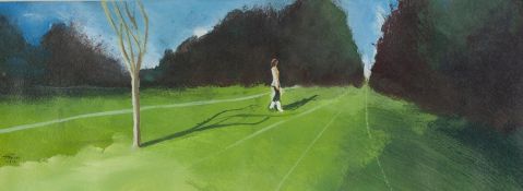 COLIN JELLICOE (1942-2018) ACRYLIC ON PAPER ?West of Stenner Wood, Anne on Wide Green Field?, 2012