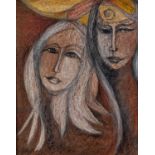 GOLDA ROSE (1921-2016) MIXED MEDIA ON BOARD ?Spirit of Gemini? Signed, titled and dated 1974 verso