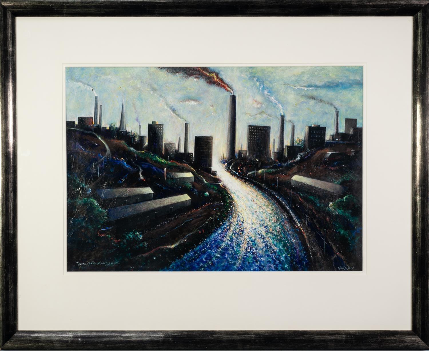 DAVID WILDE (1918-1974) ACRYLIC PAINTING ?Dawn, a Bend in the Irwell? Signed and titled 15 ¼? x - Image 2 of 2