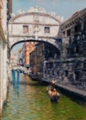 ARMANDO ROMANO (b.1953) OIL ON CANVAS ?Venezia?, gondola beneath the bridge of sighs Signed,