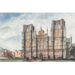 CANNING, (MODERN) PEN AND WASH DRAWING ?Wells Cathedral? Signed, tilted and dated (19)91 13 ½? x 21?