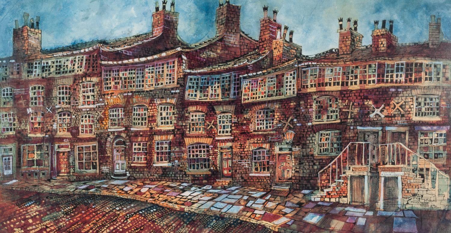 PAT COOKE (1935-2000) PEN AND WASH ?Bradshaw Street, off Shude Hill, Manchester? Signed, titled