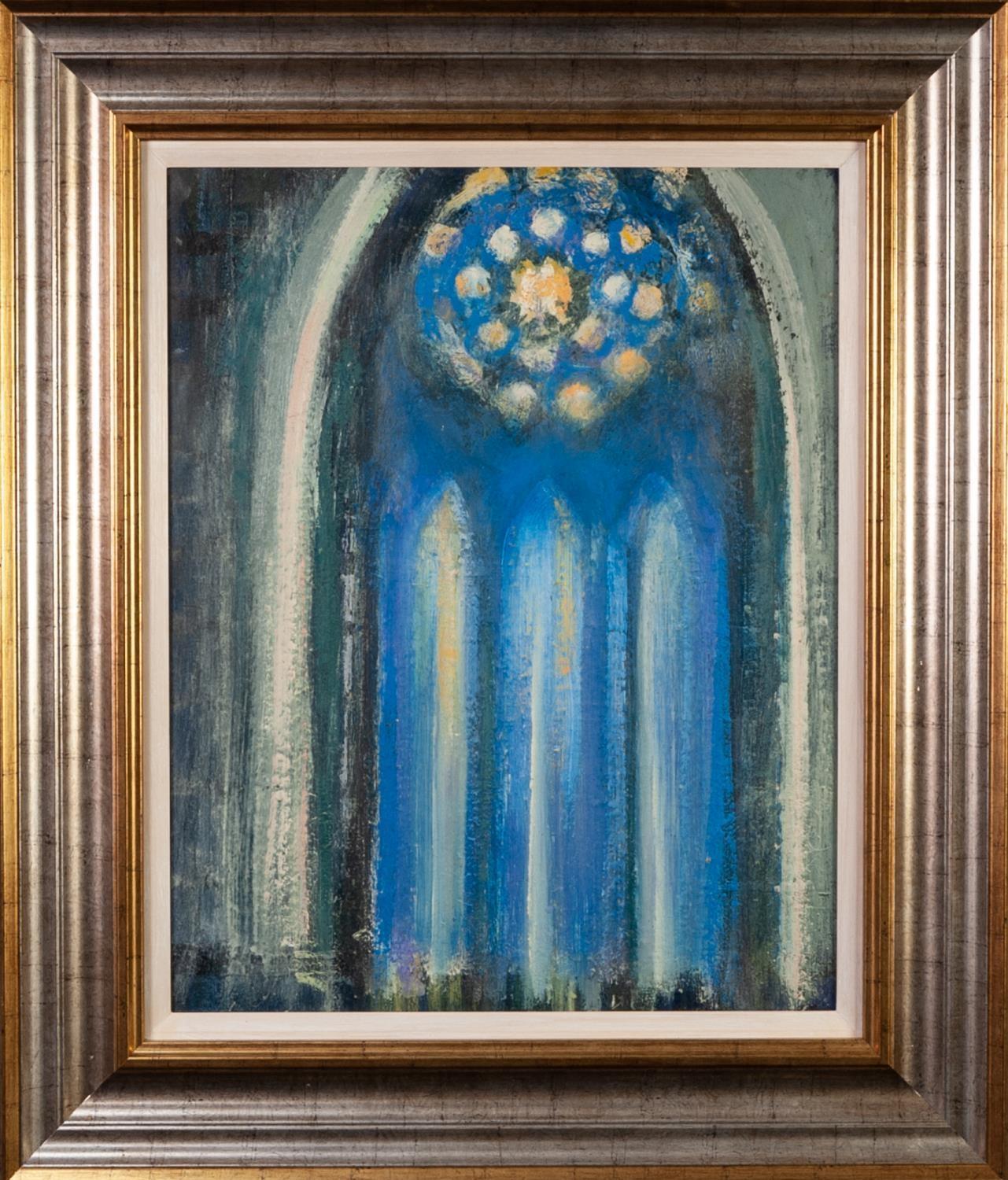 MALCOLM FRYER (b.1937) OIL ON BOARD ?Rose Window? Signed and titled verso 18 ¾? x 14 ¾? (47.7cm x - Image 2 of 2