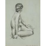 ELLIS SHAW (MODERN) PENCIL DRAWING ON COLOURED PAPER Seated female nude Signed 8? x 6? (20.3cm x