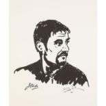 HAROLD RILEY (b.1934) ARTIST SIGNED PRINT FROM A BLACK FELT TIP DRAWING Portrait of Jon Christos,