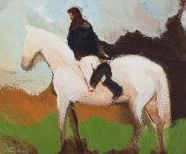 COLIN JELLICOE (1942-2018) ACRYLIC ON PAPER Equestrian figure Signed and dated 1993 10? x 12? (25.