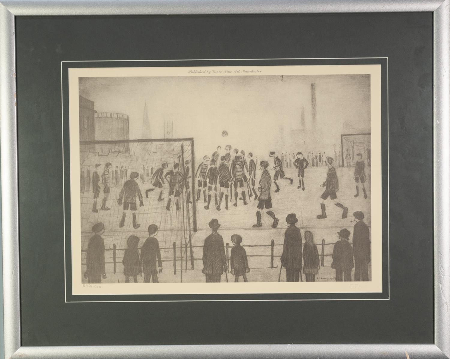 AFTER L.S. LOWRY LIMITED EDITION PRINT OF A PENCIL DRAWING ?The Football Match?, (540/1500), - Image 2 of 3