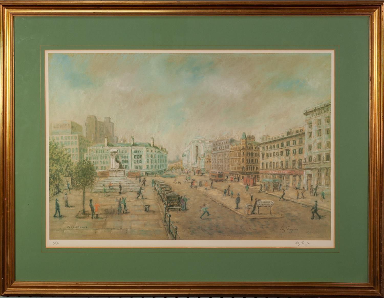 LIZ TAYLOR ARTIST SIGNED LIMITED EDITION COLOUR PRINT ?Piccadilly?, Manchester, (4/350) 16 ¼? x - Image 2 of 2