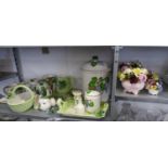 FOUR COALPORT, AYNSLEY ETC... CHINA POSY ORNAMENTS AND ITALIAN VINE EMBOSSED POTTERY ITEMS