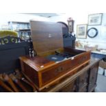 DYNATRON WALNUTWOOD AND MAHOGANY CROSSBANDED RADIOGRAM, IN QUEEN ANNE STYLE CASE, WITH LIFT-UP TOP