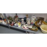 SUNDRY CERAMIC ORNAMENTS INCLUDING POSY ORNAMENTS, TRINKET BOX, WEDGWOOD AND OTHER DECORATIVE CHINA