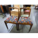 SET OF FIVE 'WARING AND GILLOWS' DINING CHAIRS WITH ABSTRACT SEAT COVERS