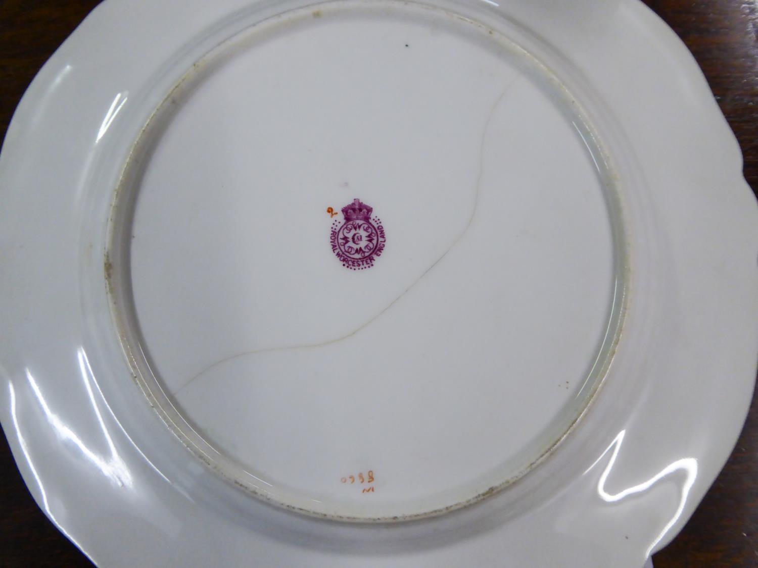 EARLY TWENTIETH CENTURY FRUIT PAINTED ROYAL WORCESTER CHIN PLATE BY SEBRIGHT, with apple green and - Image 2 of 2