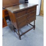 AN OAK THREE DRAWER CHEST FITTED FOR CUTLERY