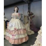 THREE COALPORT CHINA CRINOLINE FIGURES