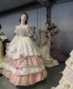 THREE COALPORT CHINA CRINOLINE FIGURES