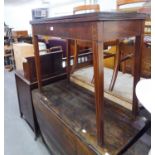 AN ANTIQUE INLAID MAHOGANY FOLD OVER TEA TABLE