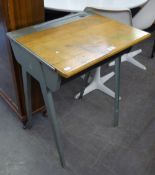 ESAVIAN, BEECHWOOD AND METAL VINTAGE SCHOOL DESK