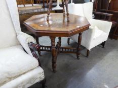 VICTORIAN WALNUTWOOD OCTAGONAL CENTRE TABLE HAVING GALLERY UNDERFRAME