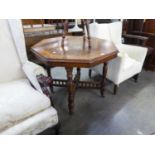 VICTORIAN WALNUTWOOD OCTAGONAL CENTRE TABLE HAVING GALLERY UNDERFRAME