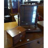 VICTORIAN MAHOGANY TOILET MIRROR AND A TWO DRAWER TRINKET CHEST (2)